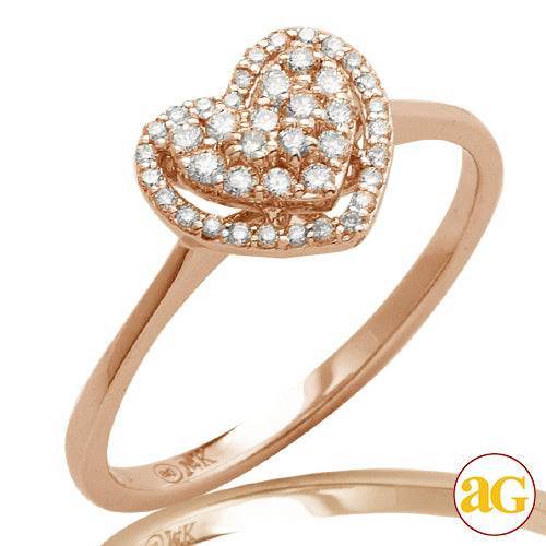 14KR 0.25CTW DIAMOND HEART DOME CLUSTER RING - Norma's Jewelry