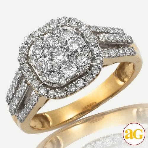 10KY 1.00CTW DIAMOND ROUNDED SQUARE HEAD CLUSTER - Norma's Jewelry