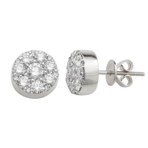 14KW 1.65CTW DIAMOND ROUND CLUSTER EARRINGS - Norma's Jewelry