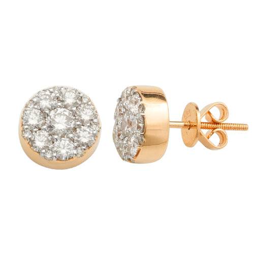 14KY 1.65CTW DIAMOND ROUND CLUSTER EARRINGS - Norma's Jewelry