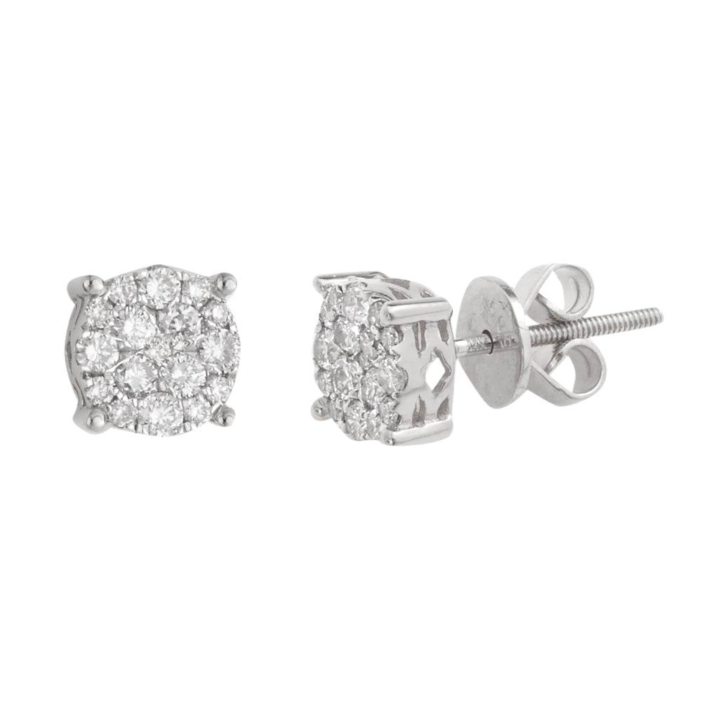 14KW 0.50CTW DIAMOND ROUND CLUSTER EARRING STUDS - Norma's Jewelry