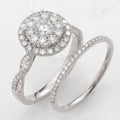 14KW 1.15CTW DIAMOND ROUND CLUSTER BRIDAL SET - Norma's Jewelry
