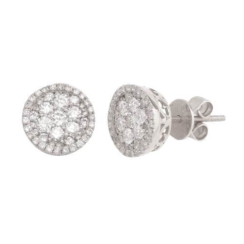14KW 1.00CTW DIAMOND ROUND CLUSTER EARRINGS - Norma's Jewelry