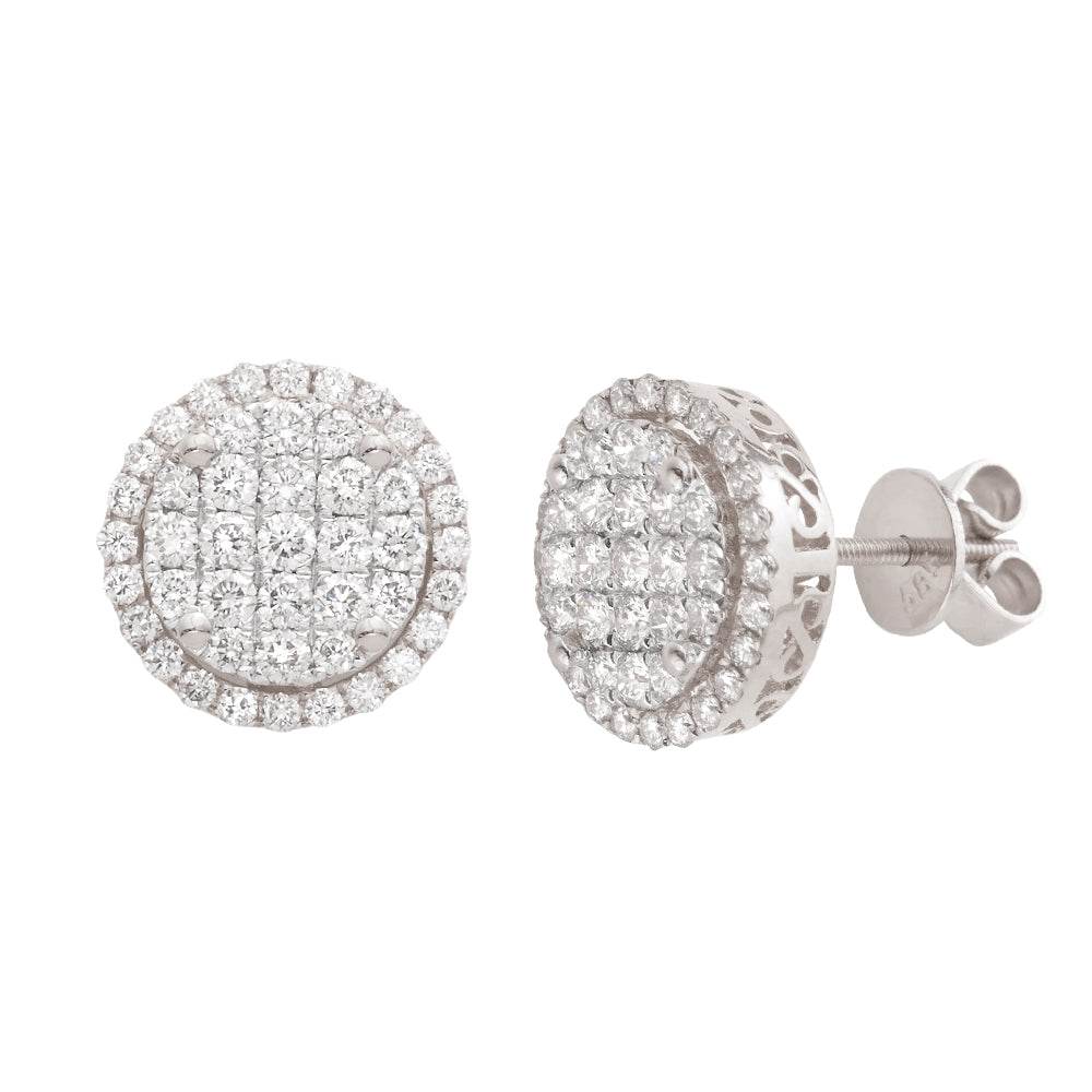 14KW 1.35CTW DIAMOND ROUND 3D CLUSTER EARRINGS - - Norma's Jewelry