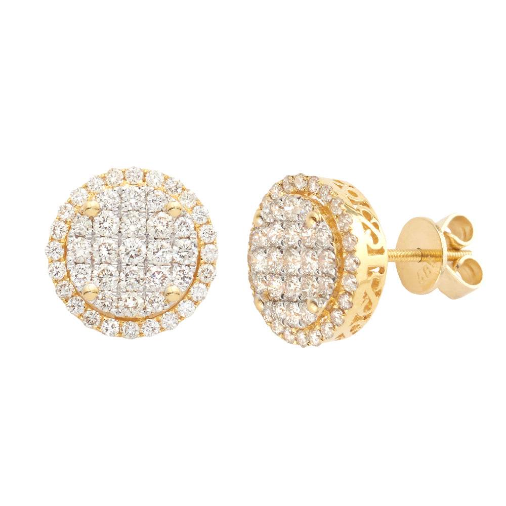 14KY 1.35CTW DIAMOND ROUND 3D CLUSTER EARRINGS - - Norma's Jewelry