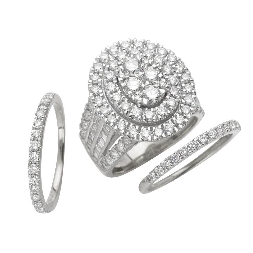 14KW 4.15CTW DIAMOND OVAL CLUSTER BRIDAL SET - Norma's Jewelry