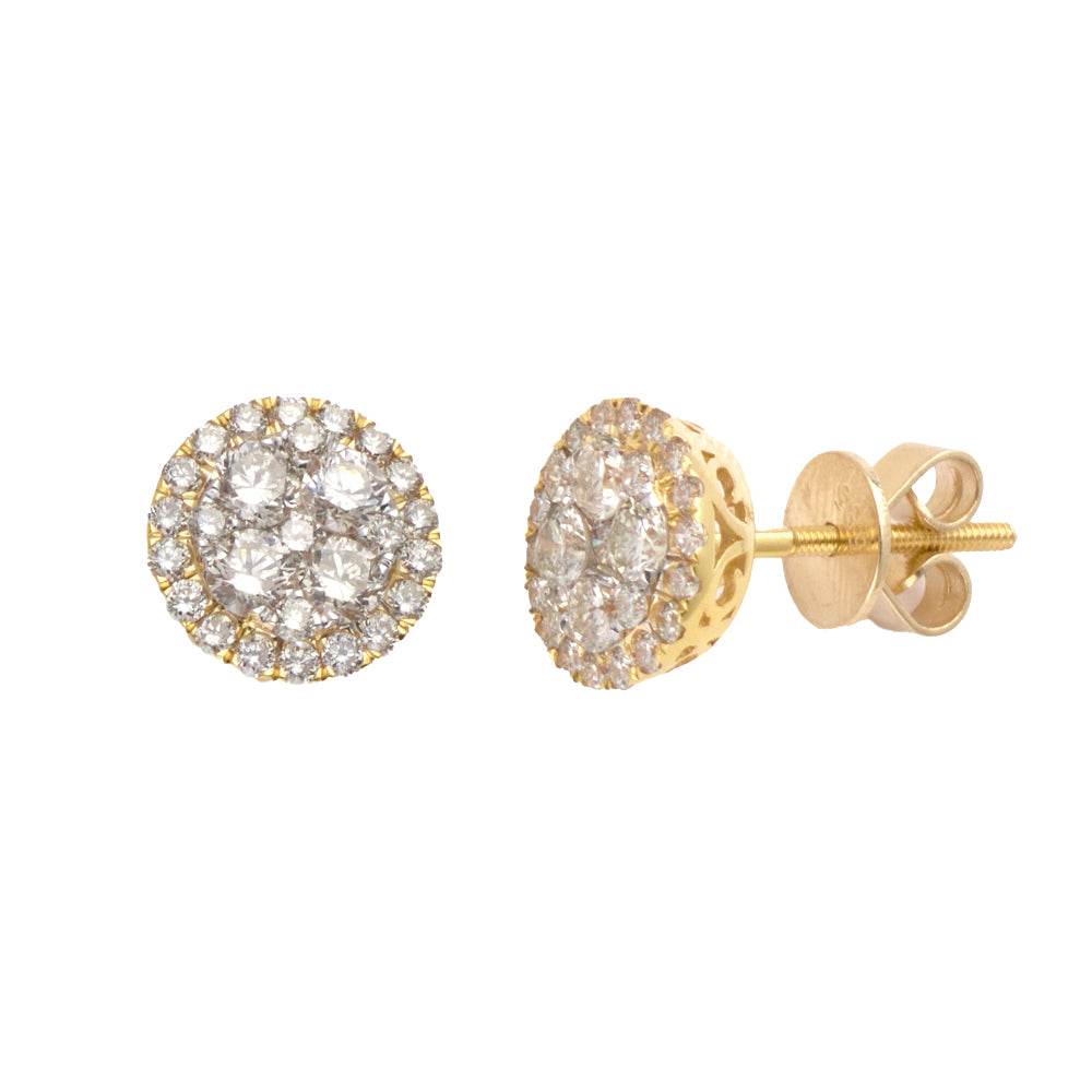 14KY 1.15CTW DIAMOND ROUND CLUSTER EARRINGS - - Norma's Jewelry