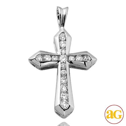 14KW 0.30CTW DIAMOND CHANNEL SET POINTED CROSS PEN - Norma's Jewelry