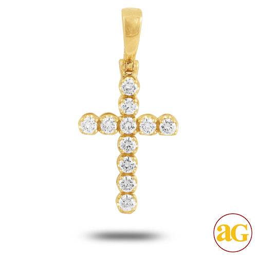 14KY 1.35CTW 11-STONE DIAMOND CROSS - Norma's Jewelry
