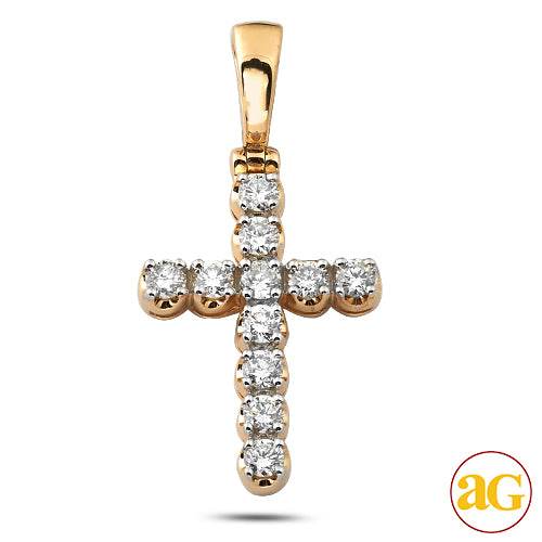 14KY 1.50CTW 11-STONE DIAMOND CROSS - Norma's Jewelry