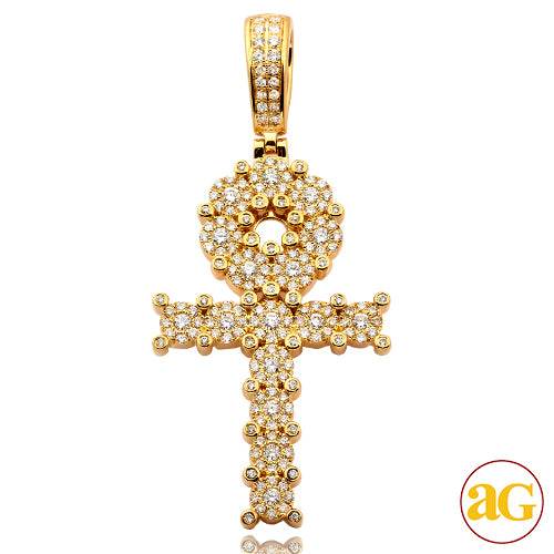 14KY 1.35CTW DIAMOND FLEUR DESIGN ANKH CROSS - Norma's Jewelry