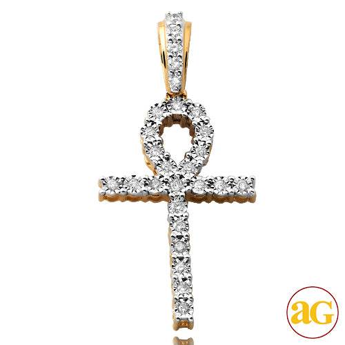 10KY 0.20CTW ILLUSION SET DIAMOND ANKH CROSS - Norma's Jewelry