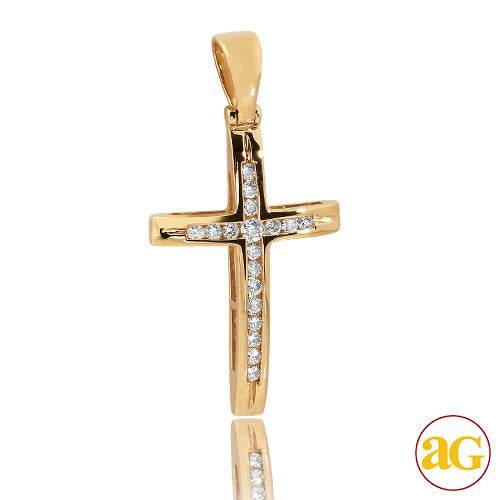 14KY 0.55CTW DIAMOND CHANNEL SET CROSS PENDANT - Norma's Jewelry