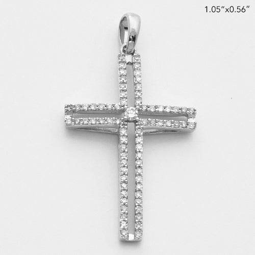 14KW 0.20CTW DIAMOND OPEN CROSS PENDANT - Norma's Jewelry