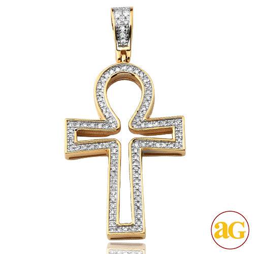 10KY 0.25CTW DIAMOND OPEN ANKH CROSS PENDANT - Norma's Jewelry