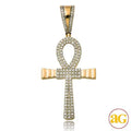 10KY 0.20CTW DIAMOND ANKH CROSS PENDANT WITH GOLD - Norma's Jewelry