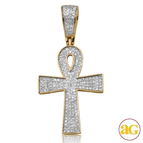 10KY 0.50CTW DIAMOND FLAT ANKH CROSS PENDANT - Norma's Jewelry