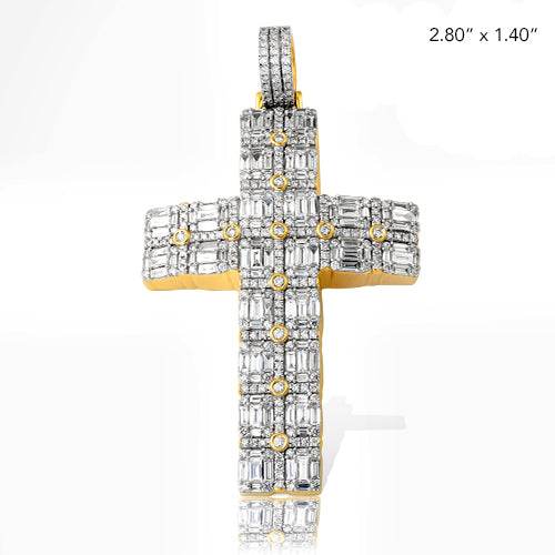 14KY 7.50CTW BAGUETTE DIAMOND CROSS PENDANT - Norma's Jewelry