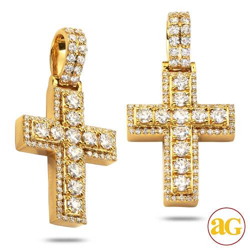 14KY 1.55CTW DIAMOND 11-STONE CROSS PENDANT - SQUA - Norma's Jewelry