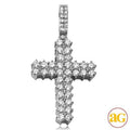 14KW 2.50CTW DIAMOND 2-ROW 3 PRONG CROSS PENDANT - Norma's Jewelry