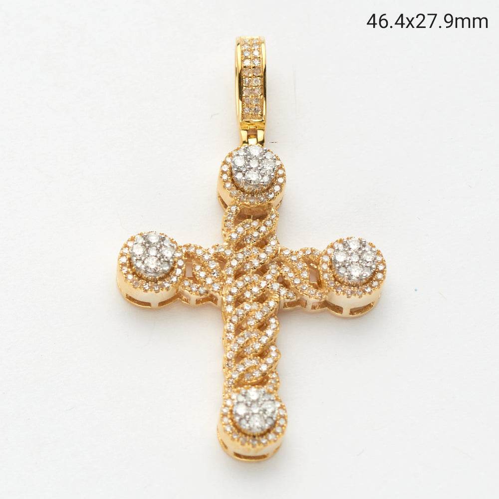 10KY+W 1.05CTW DIAMOND MIAMI CUBAN LINK CROSS - Norma's Jewelry