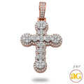 14KR+W 2.30CTW DIAMOND ROUND CLUSTER FLARED CROSS - Norma's Jewelry