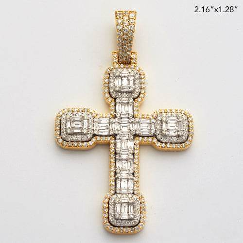 14KWY 3.05 CTW DIAMOND 2-TONE CROSS PENDANT - Norma's Jewelry