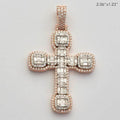 14KR+W 3.00CTW BAGUETTE DIAMOND CROSS WITH SQUARE - Norma's Jewelry