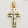 14KY+W 3.25CTW BAGUETTE DIAMOND 2-ROW CROSS - Norma's Jewelry