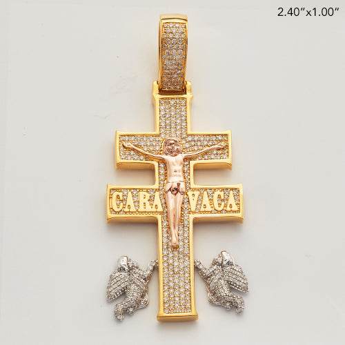 14KY+W+R 1.60CTW DIAMOND 'CARA VACA' CROSS PENDANT - Norma's Jewelry