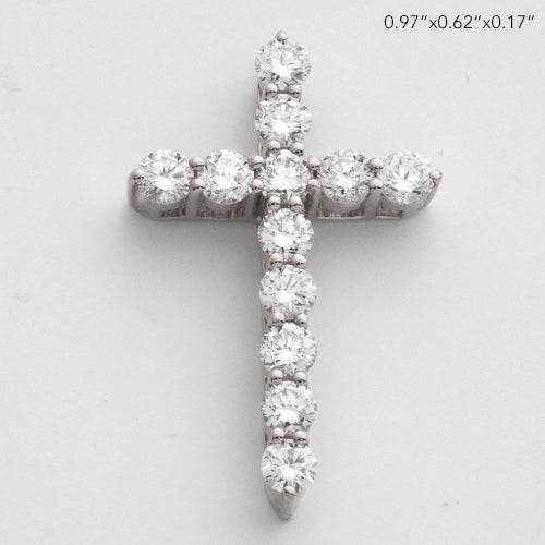 14KW 1.15CTW DIAMOND 11 STONE 3-PRONG CROSS - Norma's Jewelry