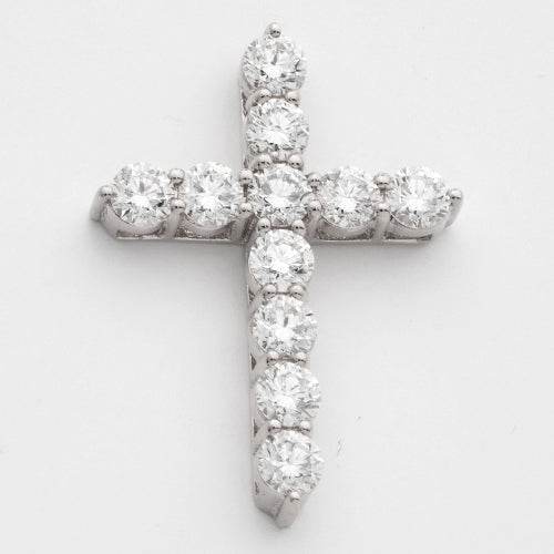 14KW 2.65CTW DIAMOND 11 STONE 3-PRONG CROSS - Norma's Jewelry