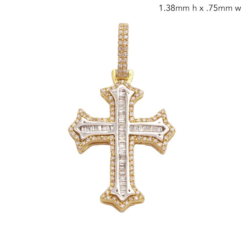 14KY+W 0.60CTW BAGUETTE DIAMOND CROSS - Norma's Jewelry