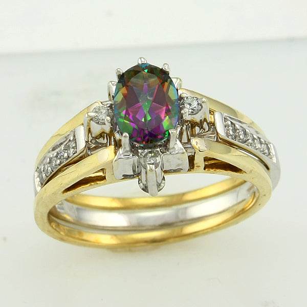10KY 1.00CTW DIA. & MYSTIC TOPAZ REV RING - Norma's Jewelry