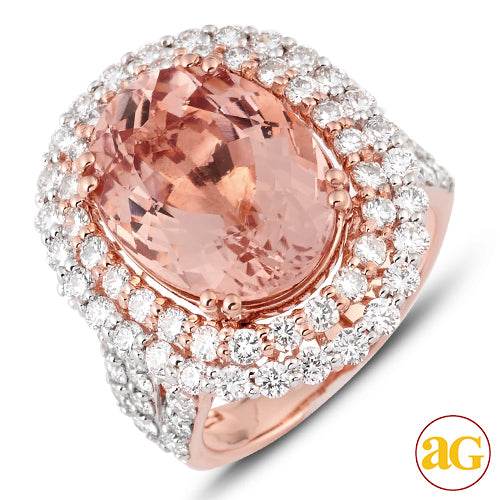 14KR 2.75CTW DIAMOND RING WITH 8.95CT MORGANITE - Norma's Jewelry