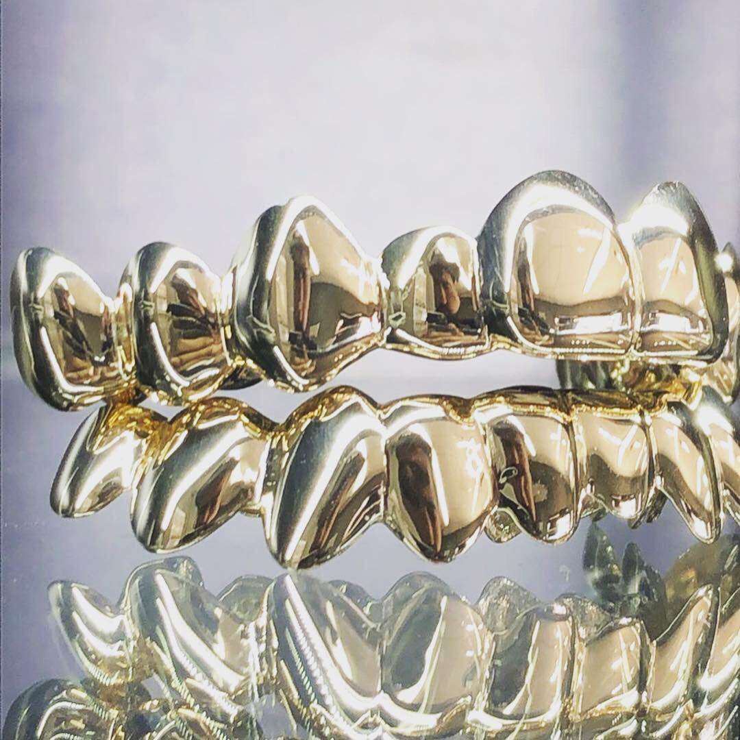 20 Teeth Gold Grillz - 10 Tops/Bottoms (High Polish or Satin Finish) - Norma's Jewelry
