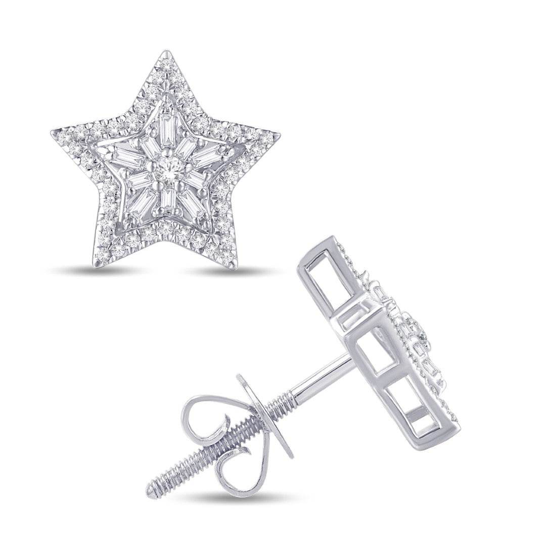10 Karat White Gold 0.50 Carat Diamonds Star Earrings-0126614-WG - Norma's Jewelry