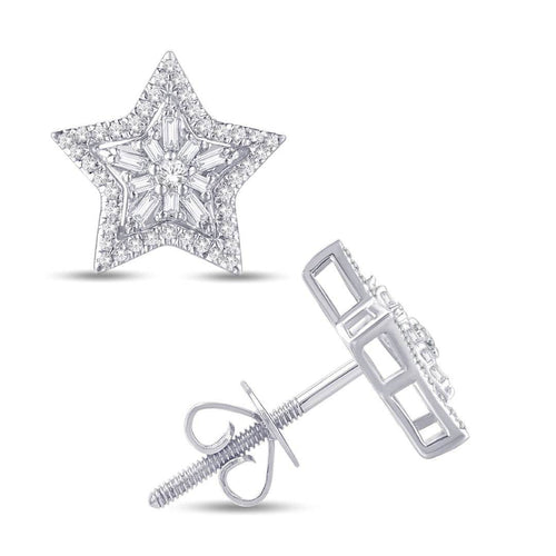 10 Karat White Gold 0.50 Carat Diamonds Star Earrings-0126614-WG - Norma's Jewelry