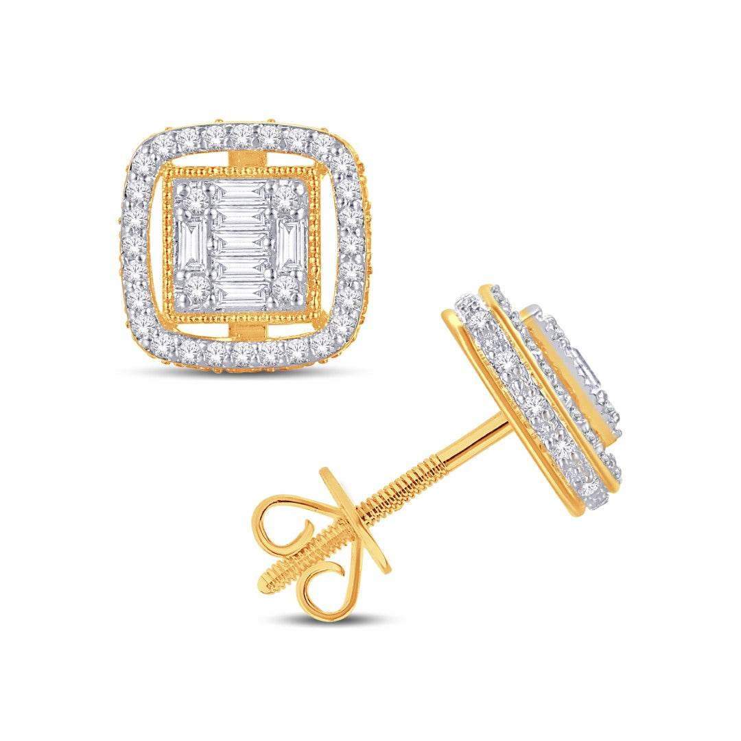 10 Karat Yellow Gold 0.49 Carat Diamonds Halo Cushion Frame Earrings-0126259-YG - Norma's Jewelry