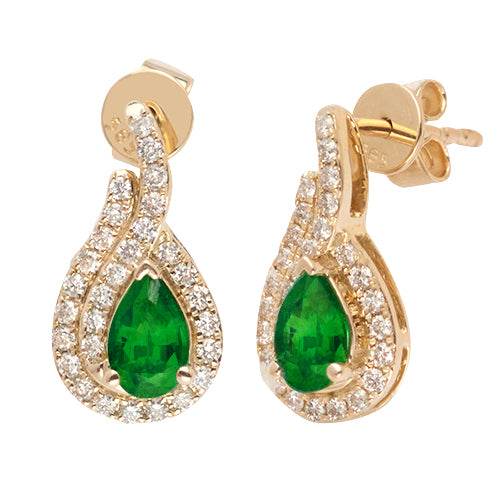 14KY 0.40CTW DIAMOND & EMERALD LADIES EARRINGS - Norma's Jewelry