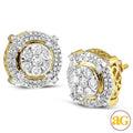 10KY 1.50CTW DIAMOND FLOWER EARRINGS - 2-ROW BORDE - Norma's Jewelry