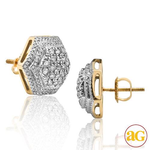 10KY 1.00CTW DIAMOND 6-SIDED DOME EARRINGS - Norma's Jewelry