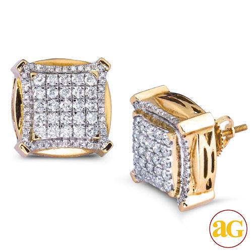 10KY 1.50CTW DIAMOND 3-D EARRINGS WITH SQUARE HEAD - Norma's Jewelry