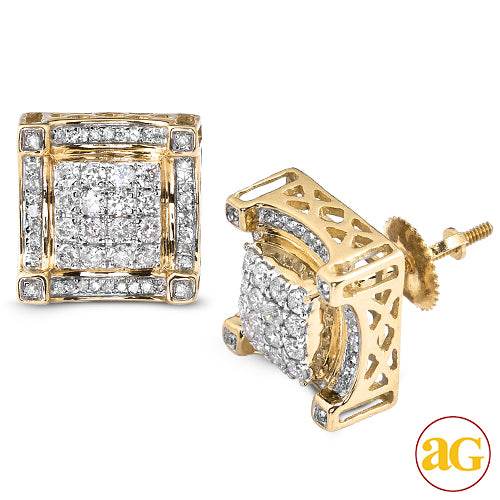 10KY 0.75CTW DIAMOND EARRIGNS - SQUARE HEAD WITH U - Norma's Jewelry