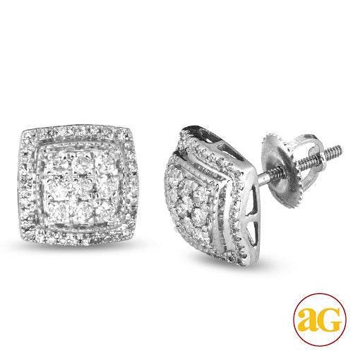10KW 0.50CTW DIAMOND SQUARE SHAPE 3-D EARRINGS - Norma's Jewelry