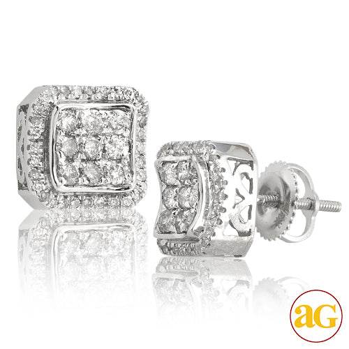 10KW 0.60CTW DIAMOND 3-D SQUARE CONCAVE EARRINGS W - Norma's Jewelry
