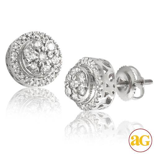 10KW 0.65CTW DIAMOND ROUND 3-D DOME CLUSTER EARRIN - Norma's Jewelry
