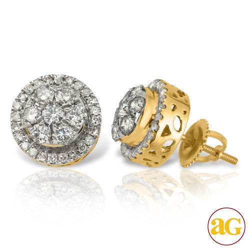 10KY 1.05CTW DIAMOND ROUND 3-D DOME CLUSTER EARRIN - Norma's Jewelry