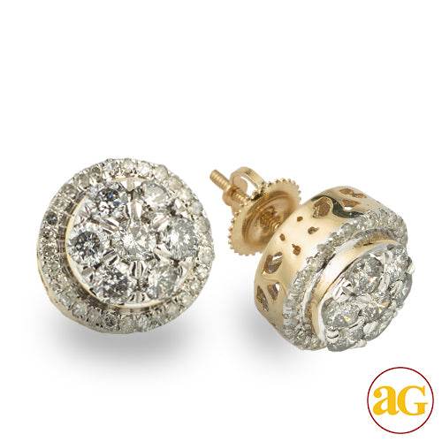 10KY 1.50CTW DIAMOND ROUND 3-D DOME CLUSTER EARRIN - Norma's Jewelry