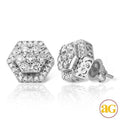 10KW 0.65CTW DIAMOND 3-D HEXAGON CLUSTER EARRINGS - Norma's Jewelry